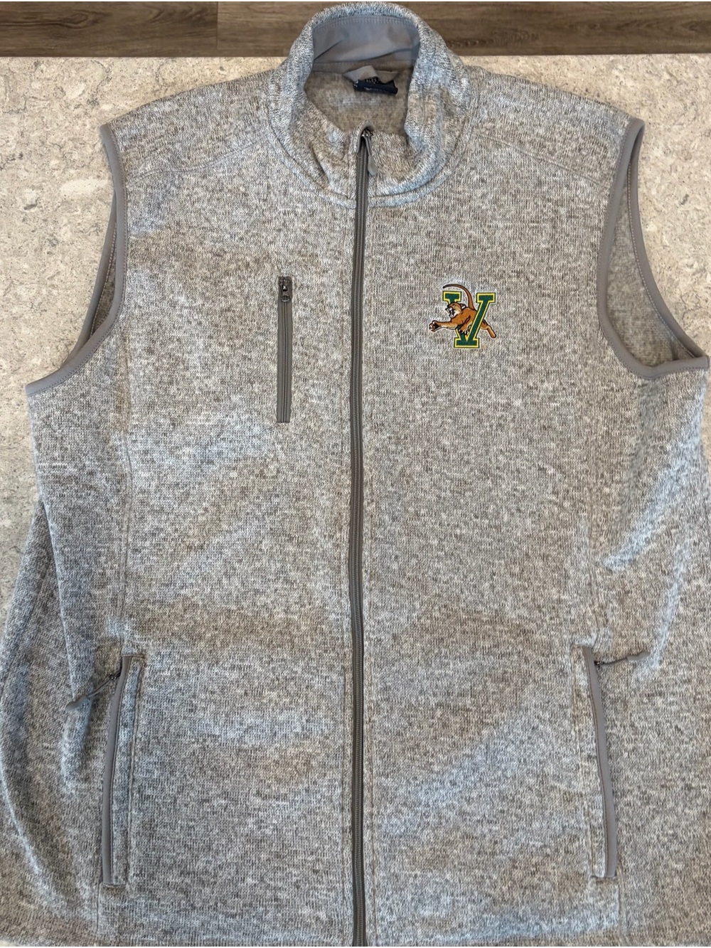 Vermont Catamounts UVM Charles River Apparel Light Gray Full-Zip Men's Vest-XXL